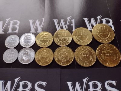 6 монет 5, 10, 25, 50, 100, 500 Colones, Коста Ріка, 2014 - 2016 рік, UNC 001727 фото