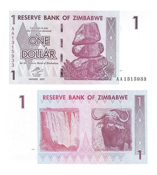 1 Dollar, Zimbabwe, 2007, UNC