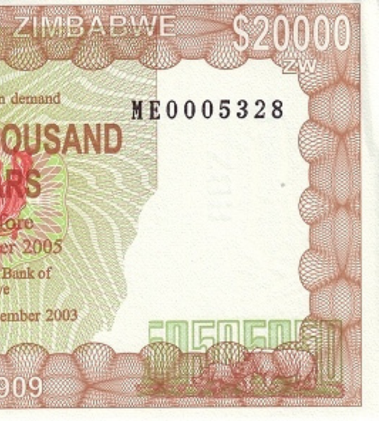 20000 dolarów, Zimbabwe, 2003 rok, UNC