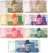 7 banknotes 5, 10, 20, 50, 100, 500, 1000 Rupees, Pakistan, 2009 - 2022, UNC