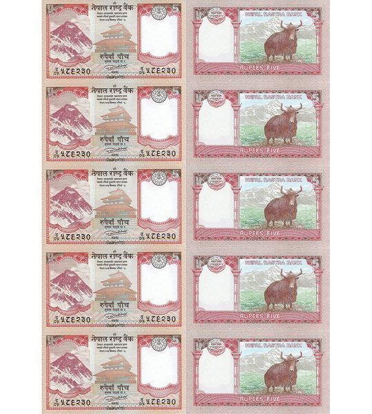 10 Banconote da 5 Rupie, Nepal, 2017, UNC 003766 фото 10 Banconote da 5 Rupie, Nepal, 2017, UNC 003766 фото