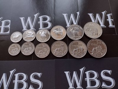 6 monet 1, 5, 10, 25, 50, 100 Cents, Erytrea, 1997, UNC