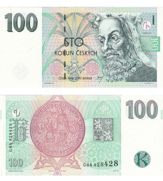 100 Kronen, Tschechien, 1997, UNC 004917 фото 100 Kronen, Tschechien, 1997, UNC 004917 фото