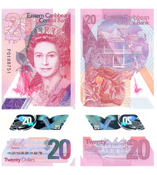 20 Dollars, Eastern Caribbean St, 2019, UNC Polymer