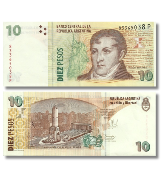 3 banconote 10, 20, 50 pesos, Argentina, 2002&ndash;2012, UNC 005214 фото