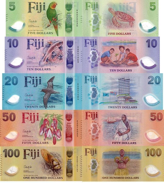 5 banknotów 5, 10, 20, 50, 100 Dollars, Fidżi, 2025 (2026) rok, UNC Polymer