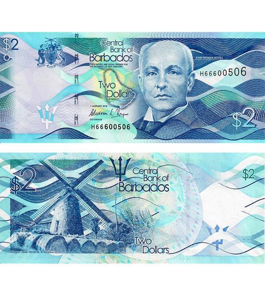 2 Dollars, Барбадос, 2018 рік, UNC 004649 фото 2 Dollars, Барбадос, 2018 рік, UNC 004649 фото