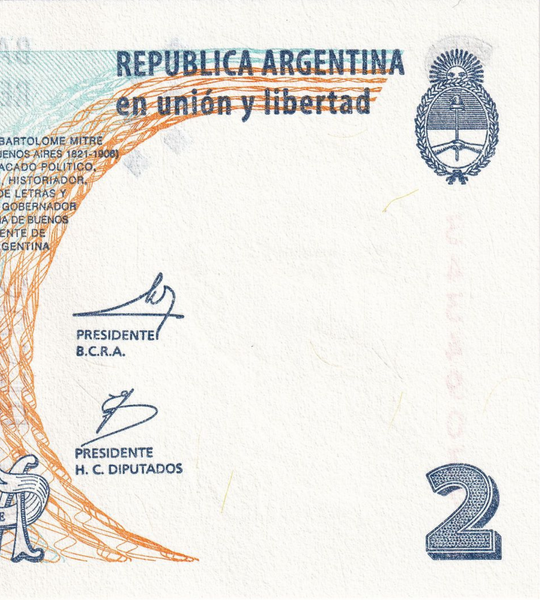 2 pesos, Argentina, 2002, UNC 005215 фото