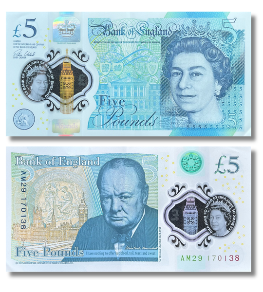 5 Pounds, Англія, 2015 ( 2016 ) рік, UNC Polymer 000850 фото 5 Pounds, Англія, 2015 ( 2016 ) рік, UNC Polymer 000850 фото