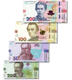 4 billetes 20, 50, 100, 200 Grivnas, Ucrania, a&ntilde;os 2024 - 2026, aUNC | UNC 005414 фото