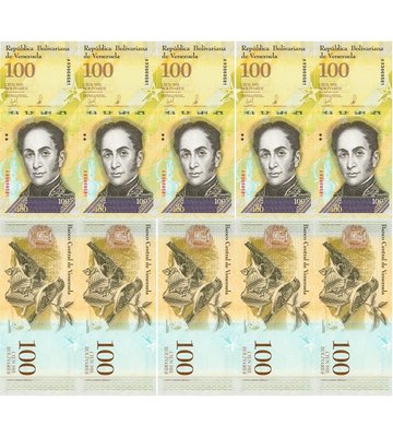 10 banknotów 100000 Bolivares, Wenezuela, 2017, UNC