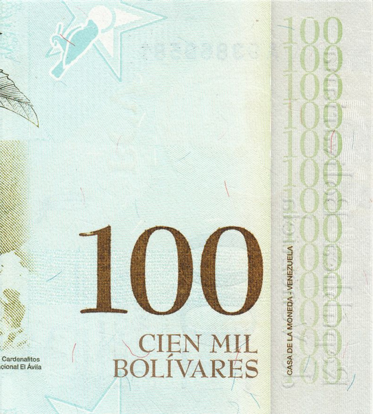 10 banconote da 100.000 Bolivares, Venezuela, 2017, UNC 002427 фото
