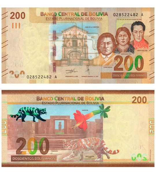 200 Bolivianos, Boliwia, 2018, UNC