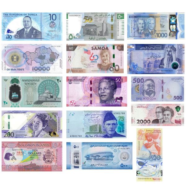 15 banknotów nominowanych do Banknotu Roku 2023 (IBNS – komplet)