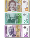 3 banknoty 10, 20, 50 dinar&oacute;w, Serbia, 2011 - 2013 rok, UNC