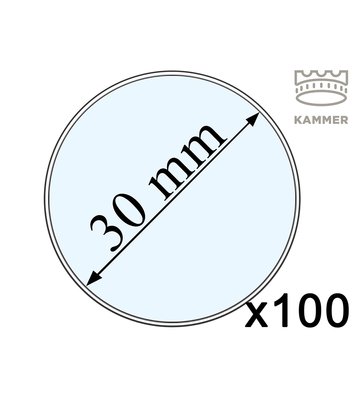100 капсул для монет - 30 мм, Kammer 001983 фото