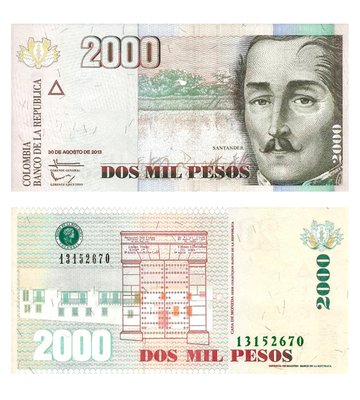 2000 Pesos, Колумбія, 2013 рік, UNC 002578 фото