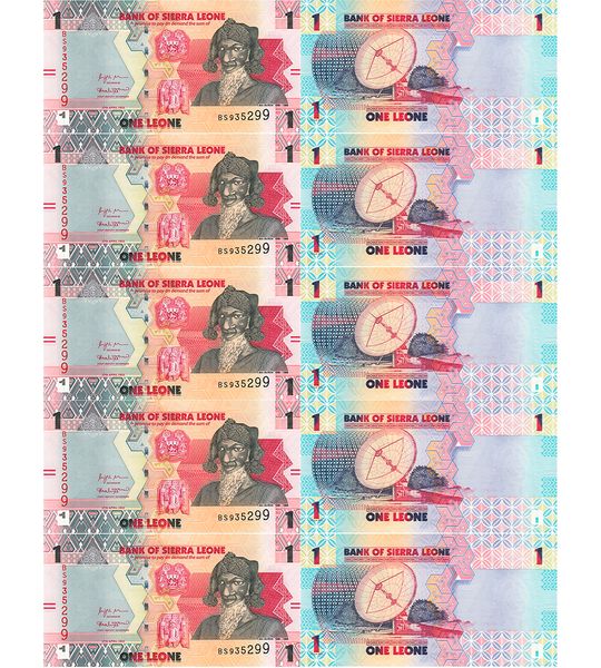 10 банкнот 1 Leone, Сьєрра-Леоне, 2022 рік, UNC 001382 фото