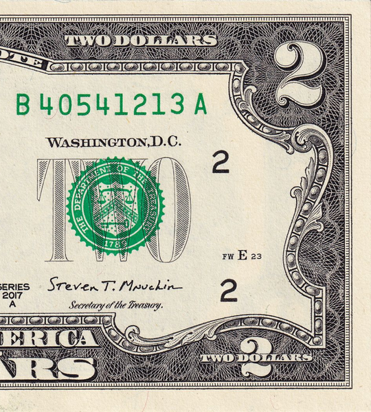 10 банкнот 2 Dollars, США, 2017 рік, UNC 004798 фото