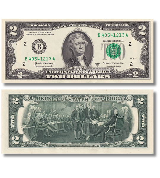 10 банкнот 2 Dollars, США, 2017 рік, UNC 004798 фото
