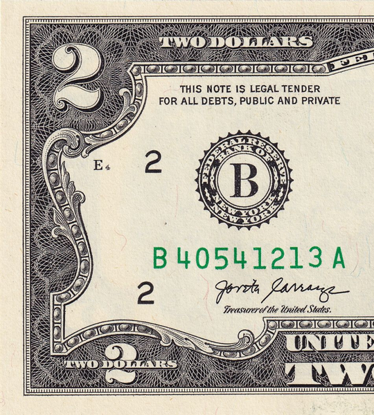 10 банкнот 2 Dollars, США, 2017 рік, UNC 004798 фото