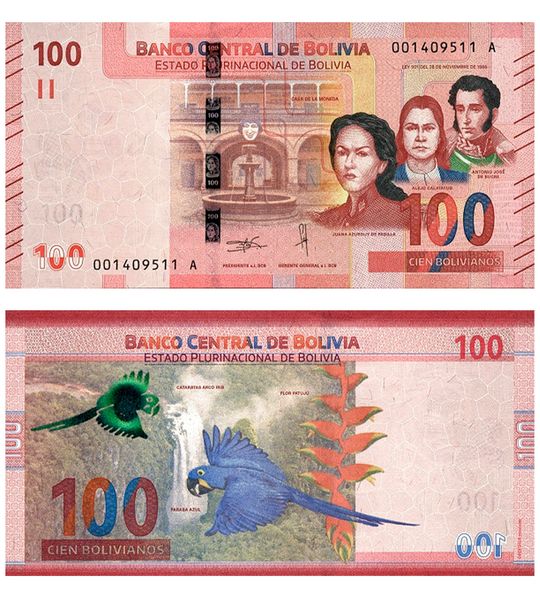 100 Bolivianos, Bolivia, 2018 ( 2019 ), UNC