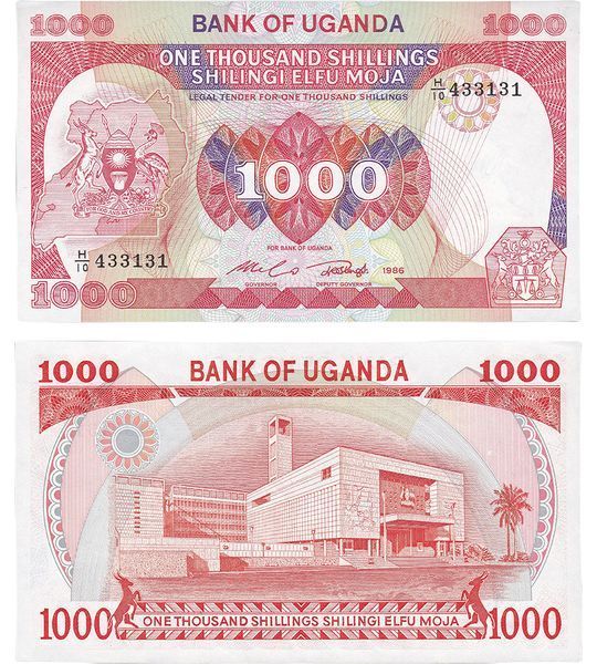 1000 szylingów, Uganda, 1986 rok, UNC