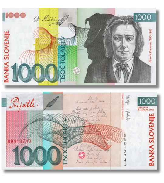 1000 tolarów, Słowenia, 2003 rok, UNC