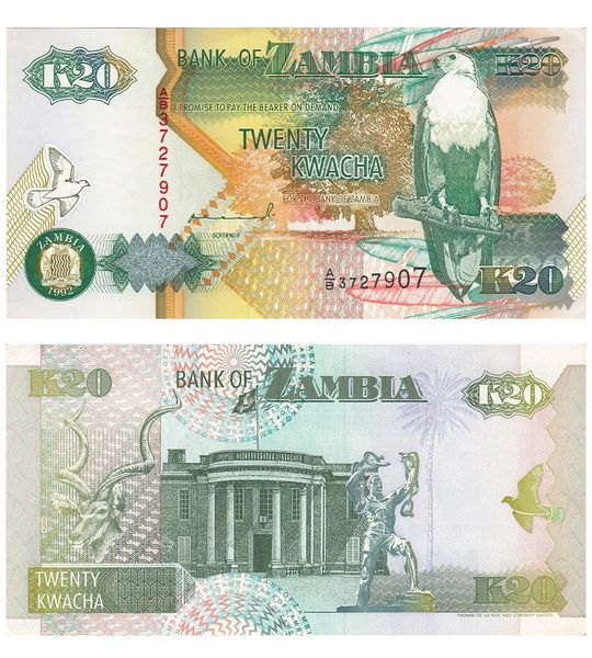 20 Kwacha, Zambia, 1992, UNC