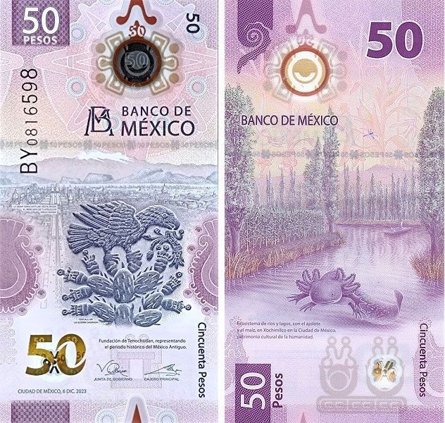 50 Pesos, Mexiko, 2023, UNC Polymer 004020 фото 50 Pesos, Mexiko, 2023, UNC Polymer 004020 фото