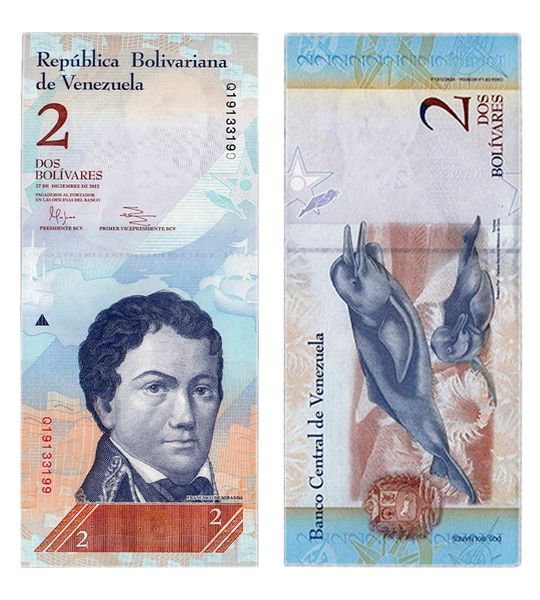 100 банкнот 2 Bolivares, Венесуела, 2012 рік, UNC 001053 фото