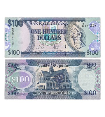 100 Dollars, Гайана, 2022 рік, UNC 002188 фото