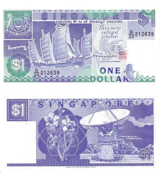 1 Dólar, Singapur, 1987, UNC 003672 фото 1 Dólar, Singapur, 1987, UNC 003672 фото
