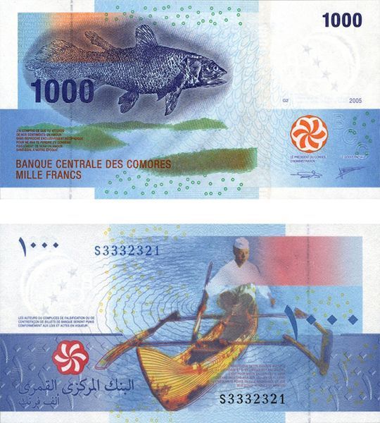 1000 Franków, Komory, rok 2005 (2021), UNC