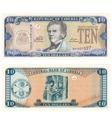 10 Dollars, Ліберія, 2011 рік, UNC 002681 фото