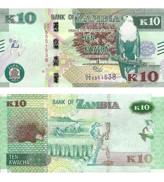 10 Квача, Замбия, 2022 год, UNC 003773 фото 10 Квача, Замбия, 2022 год, UNC 003773 фото