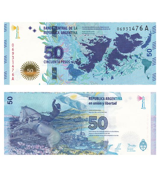 50 Pesos, Аргентина, 2015 ( 2014 ) рік, UNC comm. 001005 фото