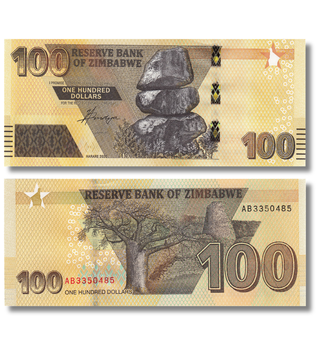 100 Dollar, Simbabwe, 2020 (2022), UNC 000740 фото