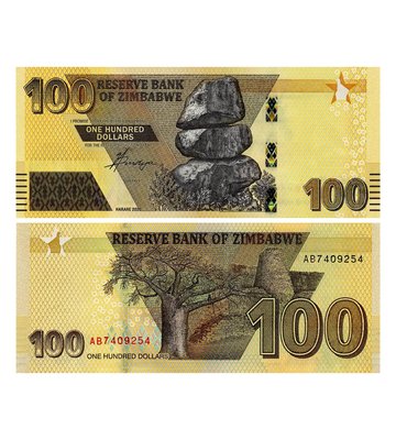 100 Dollars, Зімбабве, 2020 ( 2022 ) рік, UNC 000740 фото