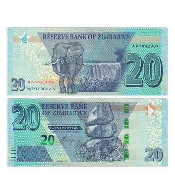 20 Dollars, Зімбабве, 2020 рік, UNC 000090 фото