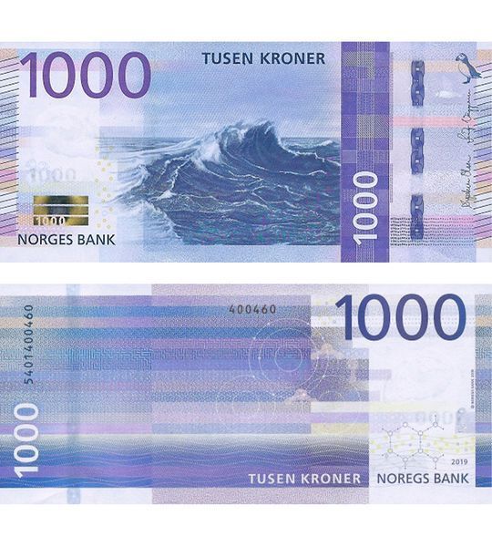 1000 Kroner, Norvegia, 2019, aUNC 004148 фото 1000 Kroner, Norvegia, 2019, aUNC 004148 фото