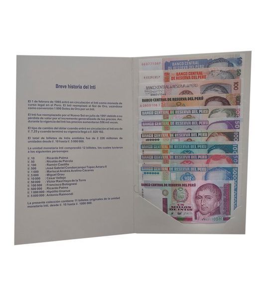 11 банкнот 10 - 1000000 Intis, Перу, UNC in folder 004578 фото 11 банкнот 10 - 1000000 Intis, Перу, UNC in folder 004578 фото