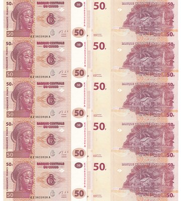 10 banknotes 50 Francs, Congo, 2013, UNC