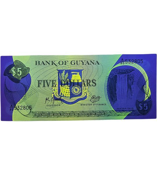 5 Dollars, Guyana, 1966 - 1992, UNC