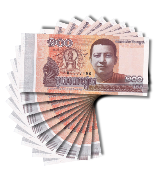 10 banconote da 100 Riel, Cambogia, 2014, UNC 000818 фото 10 banconote da 100 Riel, Cambogia, 2014, UNC 000818 фото