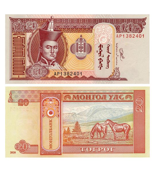 100 банкнот 20 Togrog, Монголія, 2020 рік, UNC 001537 фото
