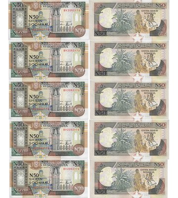 10 банкнот 50 Shilin, Сомалі, 1991 рік, UNC 001788 фото