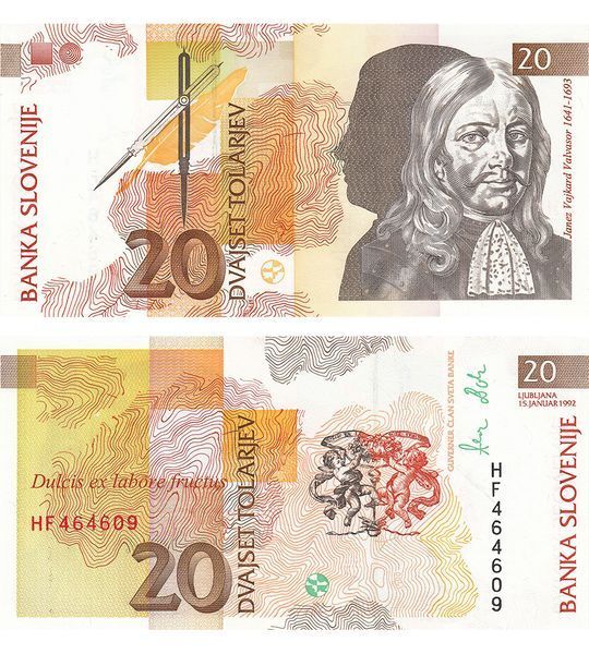 20 Tolarów, Słowenia, 1992, UNC