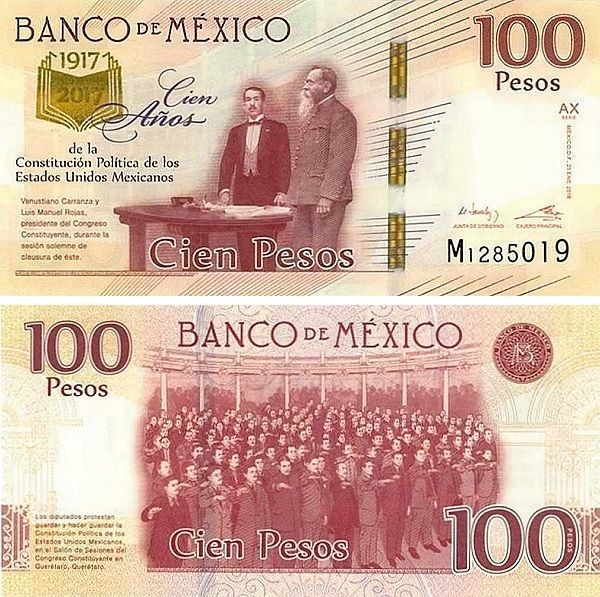 100 peso, Meksyk, 2017 rok, UNC