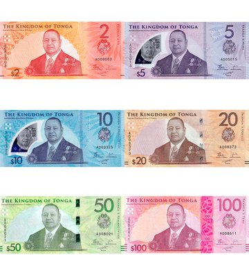 6 banknotes 2, 5, 10, 20, 50, 100 Pa'anga, Tonga, 2023 ( 2024 ), UNC